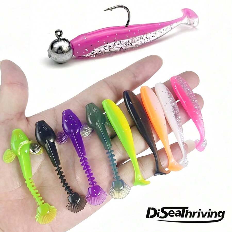 10pcs Soft Lures 7cm T-Tail Worms, 3pcs Lure Hooks 3g 5g 10g Metal Lures, Carp Fishing Lure Tackle Set