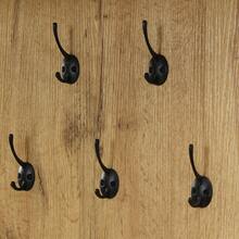 Entryway Wardrobe Set With 5 Hooks, Mirror And Bench - Black & Natural - 黑與自然 - 查看 11