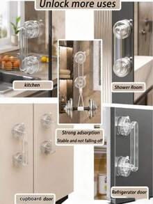 Suction Cup Door Handle For Bathroom, Shower, Sliding Glass Door, Refrigerator, Cabinet, Toilet Lid, Grab Bar - Multicolor - View 5
