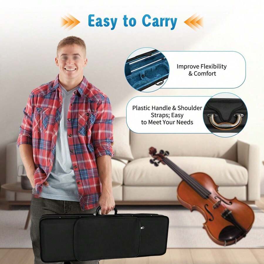 78*26*12.5 Violin Lightweight Case Oxford Cloth Square Case Shoulder Back Waterproof Shockproof - Blue - View 1