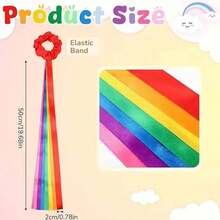 2pcs Rainbow Wristband Set, Adult Dancer Colorful Satin Ribbon, Artistic Gymnastics Dance Streamer Colorful Elastic Satin Ribbon, Handheld Artistic Tassel Dance Prop Gift, Bowknot Decoration, Suitable For Birthday Party, Outdoor Sports, Various Colors (Random) - Multicolor - View 5