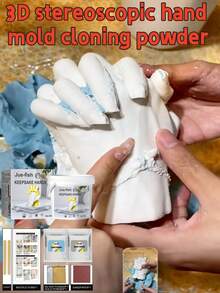 JUE FISH Hand Mold Cloning Kit, Replicated Couple & Parent-Child Handprints, Exclusive Handmade Holiday Keepsake Gift, Long-Lasting Preservation, Capturing Beautiful Moments, Children, Mother, Valentine's Anniversary Gift - A - View 3