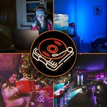 Vintage record player neon for wall decoration, music recording neon dimmable vintage recording LED sign for music studios, concerts, clubs - Rot + Warmweiß 42*33 - Übersicht 9
