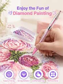 Diamond Painting Tools - Self-Adhesive Rhinestone Pen, Dual-Tip Rhinestone/Gem/Crystal Pickup Pen, And Nail Art Rhinestone Pen; Suitable For 5D DIY Diamond Painting, Cross Stitch And Nail Art Decoration; Essential DIY Nail Art Tools. - Multicolor - View 2