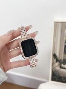 1pc Women's Luxury Rhinestone Metal Watch Band, Compatible With AppleWatch Series 11 10 9 8 7 6 5 4 3 2 1 38/40/41/42/44/45/46/49mm Ultra 1/2/3 SE, Suitable As Valentine's Day, Birthday Or Mother's Day Gift For Girlfriend, Friend Or Family (Band Only) - Rose Gold - View 13