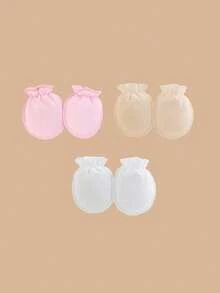 1/3 Pairs Newborn Anti-Scratch Soft Gauze Mittens, Breathable & Comfortable, Suitable For Baby Boys & Girls Daily Wear And Hospital Outings - Multicolor - View 5