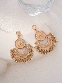 1 Pair Gold Bohemian Vintage Floral Pattern Earrings - Gold - View 4