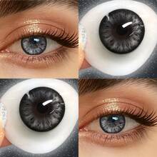 Lalens Twinkle Black LAVA 1 Pair Makeup Contact Lenses Large Circle Yearly Wear DIA 14.50MM BC 8.6MM Enlarging Bright Eye Effect Natural Blending Tone Suitable For Light And Dark Pupils Arab Muslim Women Halal Friendly Aesthetic Daily Makeup - Twinkle Black - View 4