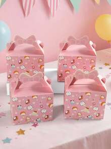 10pcs/1pc Pink Bow Gift Box Set, Cute Cat Pattern Birthday Party Favor Box, Girls Birthday Party Supplies, Dessert Candy Chocolate Packaging Box, Wedding Favor Box, Baby Shower Party Decoration, Small Gift Packaging Box - Pink Bow Gift Box - View 3