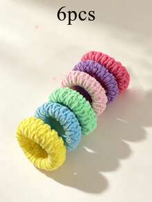 6pcs Candy-Colored Thickened Elastic Hair Ties For Women, Korean Style Cute Hair Ties With High Elasticity, Beauty, Home, Hair Accessories - Multicolor - View 7