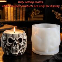 SUPWANPENG 1pc Resin Silicone Mold Halloween Vintage Striped Skull Bone Pumpkin Pot Shape DIY Handmade Casting Mold, Can Make Flower Pot, Pen Holder, Candle Holder, Key Storage Box, Suitable For Resin, Plaster, Clay, Cement, Concrete, Desktop Succulent Green Plant Decoration Ornament Mold, Perfect For Home Decor, Valentine's Day, Mother's Day, Father's Day, Christmas, Halloween Gift Handmade Mold - No W10045 Mold - View 4