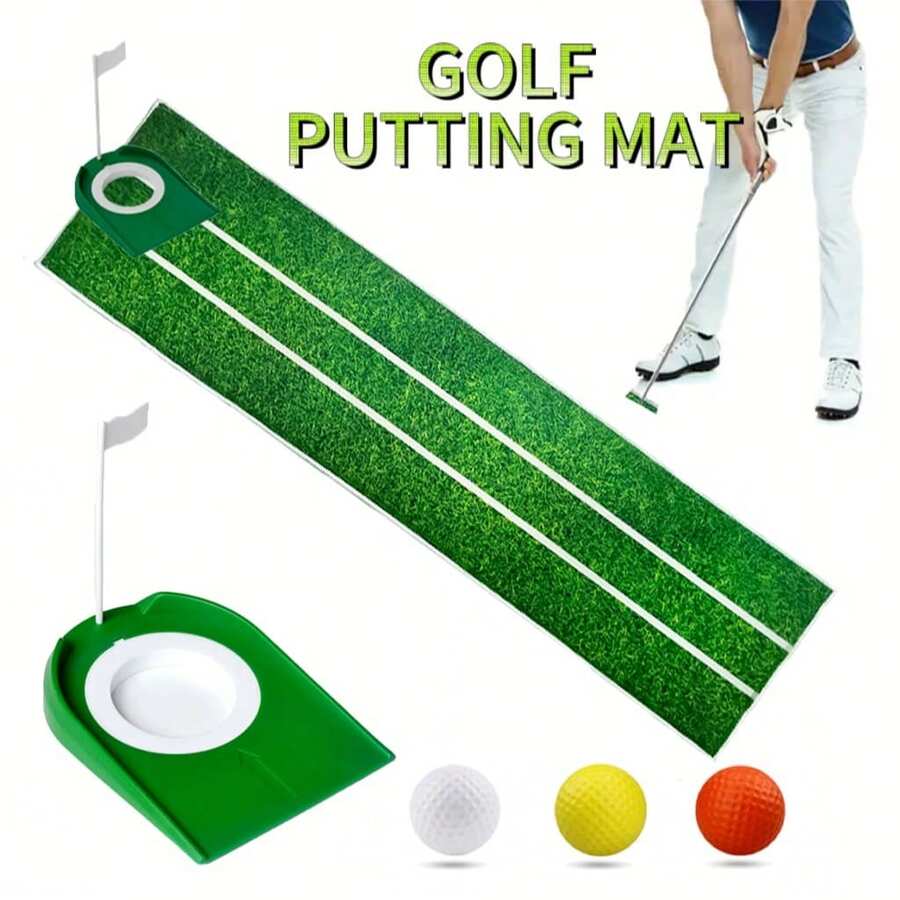 1 Set Of Golf Putting Practice Mats, Perfect For Indoor Golf Training And Fun. Durable And . Makes A Great Holiday Gift (Teacher's Day, Valentine's Day, Halloween, Christmas, Thanksgiving, Back-To-School Season). - Black - View 1