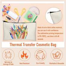 1/3/6pcs Blank Canvas Zipper Storage Bags, DIY Handmade Makeup Bag, Multi-Functional Travel Cosmetic Pencil Case, Storage Bag, Suitable For Cosmetics, Stationery, Coins And Small Accessories, Ideal For School And Gift Use - A - View 2