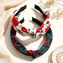2pcs Vintage Hong Kong Style Rose Twist Headband French Floral Wide Non-Slip Hair Hoop Versatile Face Washing Hair Accessory - Multicolor - View 5