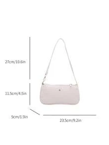Bolso baguette de unicolor con relieve de cocodrilo para llevar bajo el brazo - Beis - Ver 11