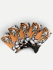 Cool 360° Printed Men's Socks - Street Style Socks, Tiger, Leopard, Animal Socks, Colorful, Street Art, Fun Socks, Suitable For Gifts, Daily, Holiday & Party Occasions - Orange - View 4