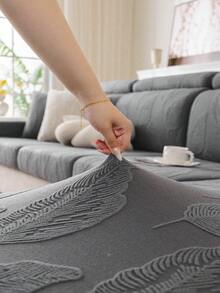 1pc Cream Style Sofa Cover, Anti-Cat Scratch Elastic Non-Slip Protective Cover, Suitable For L-Shaped And 1/2/3/4-Seater Sofas, Washable Pet-Friendly Sofa Cushion Cover - Dark Grey - View 5