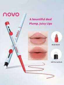 NOVO Pensil Bibir Warna Nude: Tahan Lama dan Anti Luntur, Kuas Bibir Terintegrasi; Menciptakan Kontur Bibir Alami dan Lembut; Cocok untuk Pemakaian Sehari-hari, Kencan, Perjalanan, Juga Sebagai Hadiah - 02# Kopi Susu Merah Muda Abu-abu - View 7