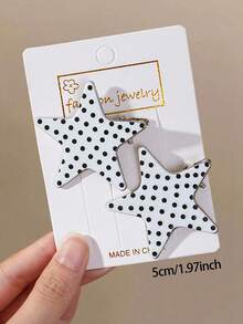 6pcs Girls Multicolor Polka Dot & Star Hair Clips/Cute Sweet Hair Accessories Top Clips Back Clips Side Clips Alligator Hair Clips For Daily Use - Multicolor - View 5