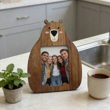 Cross-Border Cute Animal Wooden Photo Frame: Creative Bear Design, Solid Wood Texture - Excellent Home Desktop Decor Wooden Photo Frame: Creative Bear Design, Solid Wood Texture - Home Desktop Decor Ornament - Wooden Bear Photo Frame - View 3
