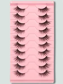 10 Pasang Ekstensi Bulu Mata Cat Eye Alami dengan Garis Hitam, Cocok untuk Riasan Sehari-hari dan Kencan - Hitam - View 1
