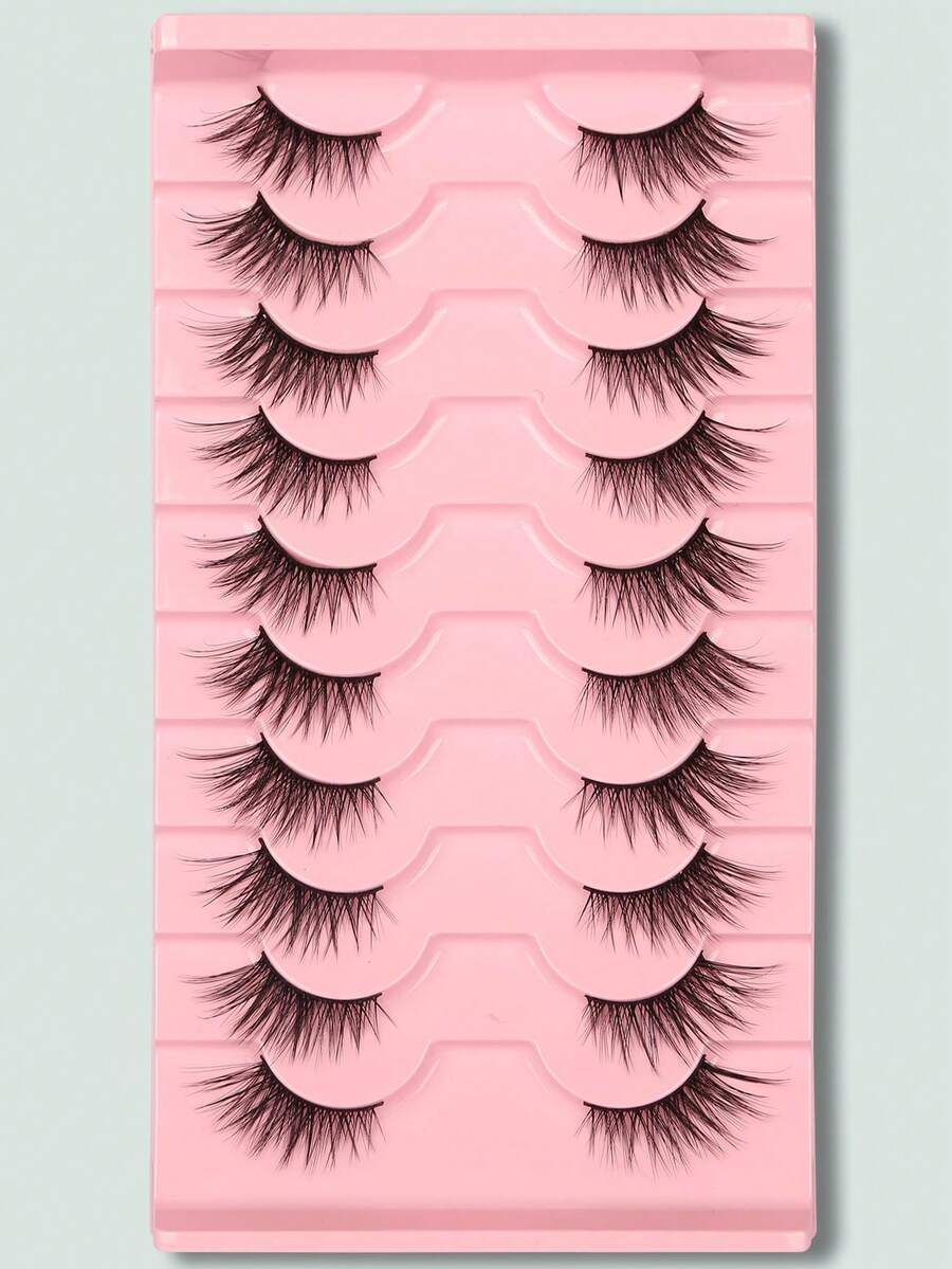 10 Pasang Ekstensi Bulu Mata Cat Eye Alami dengan Garis Hitam, Cocok untuk Riasan Sehari-hari dan Kencan - Hitam - View 1