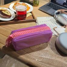 1pc Jelly-Like Stationery Storage Box, 5 Colors Available, Dopamine Pencil Case, Minimalist Solid Color Durable Bag, Upright Stable, Large Capacity Daily Stationery Box, Back To School Gift, School Activity Giveaway, Large Zipper Pencil Pouch - Multicolor - View 3