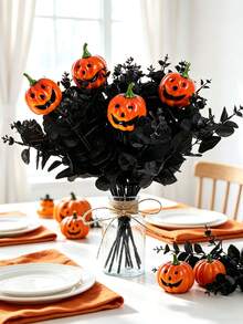 30pcs Halloween Decoration Branches Set - Black Branches And Pumpkin Lantern Branches, Suitable For Halloween Party Decoration, Horror Center Decoration, Home Decor, Room Decor, Bedroom Living Room Tabletop Decoration - Multicolor - View 4