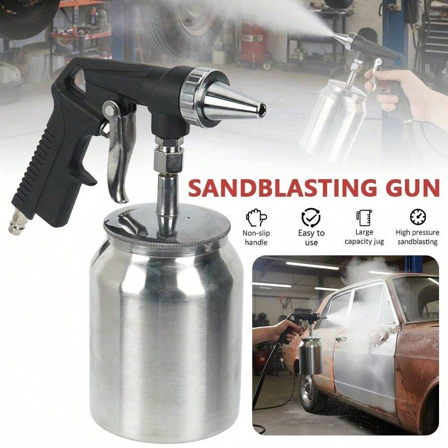 Druckluft-Saugsandstrahler Mit 6-mm-Düse & 1-Liter-Tank, 1/4"-Schnellkupplung, Tragbare Sandstrahlpistole Zum Entrosten & Entlacken – Ideal Für Autokarosseriearbeiten, Metallaufbereitung & Heimwerkstatt-Restaurierungsprojekte - Polen - Übersicht 1