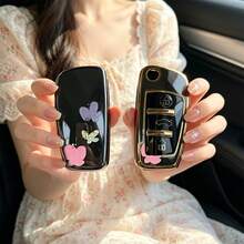 1pc Car Key Case-Edgy Print,Suitable For Audi A3 8P, A6 C6, Q3 8U, A1 8X, Q7 4L, TT 8J, R8 42.Advanced Soft-Touch, Does Not Block Signal, Unisex. - Audi 3 Button Model CA - View 5