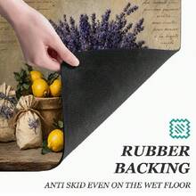 Lavender Floral Print Drainage Mat/Absorbent Mat/Drying Mat For Coffee Machine & Tableware - Absorbent Polyester Tabletop Protector With Rubber Non-Slip Backing, Kitchen Countertop Decor - Home Bar & Dining Table Placemat - Multicolor - View 9
