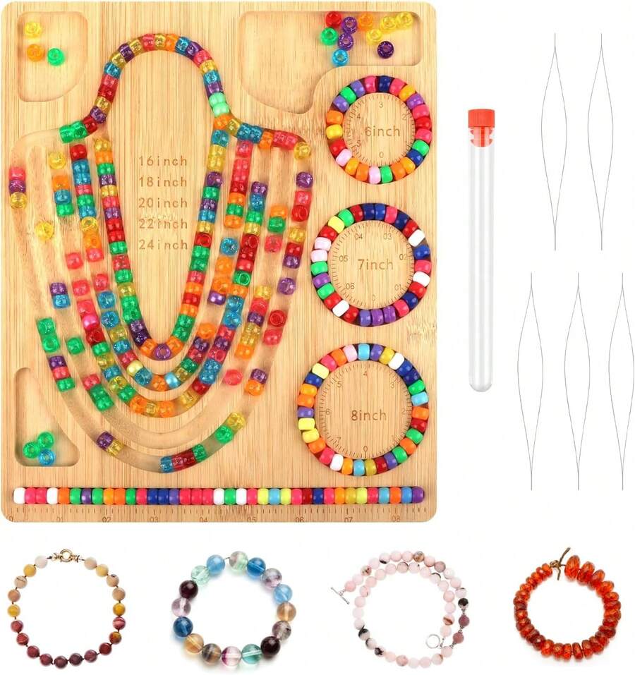 HAVORNYX Bamboo Bead Boards For Jewelry Making, Bracelet Making Board With Beading Needle, Bead Tray For Jewelry Making For Necklaces &Amp; Bracelet - White - View 1