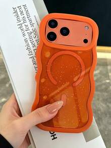 KOOLIFE 1pc Magnetic Wireless Charging Glitter Anti-Drop Full Coverage Phone Case For Iphone18ProMax/17ProMax/17Pro/18Pro/16ProMax/16pro/15ProMax/15pro/16/16/17 - Orange - View 2