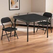 Kselythan Juego de comedor de 3 piezas para 2 personas, juego de comedor compacto que ahorra espacio, mesa y sillas de cocina compactas para espacios pequeños y apartamentos - Negro - Ver 1