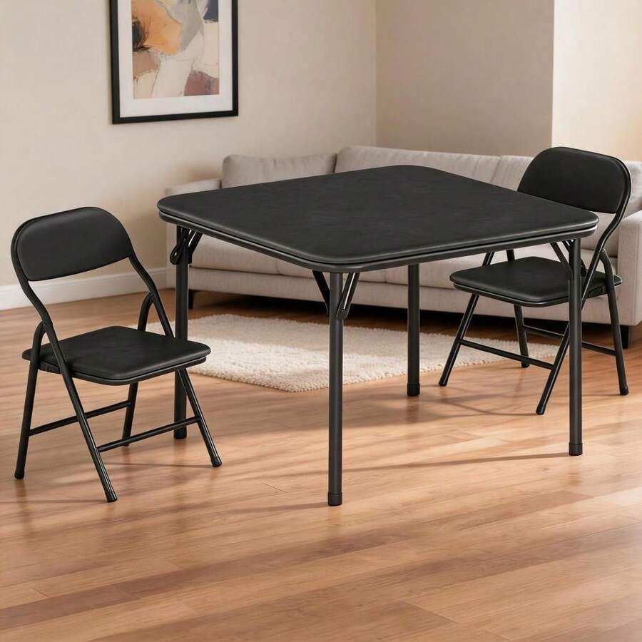 Kselythan Juego de comedor de 3 piezas para 2 personas, juego de comedor compacto que ahorra espacio, mesa y sillas de cocina compactas para espacios pequeños y apartamentos - Negro - Ver 1