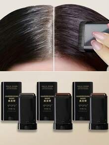 1支附梳理梳的染髮棒，簡易旋轉塗抹器，防水防汗，長效顯色，遮蓋灰白髮，含植物萃取角鯊烷，適合隨身補色，3色可選（黑棕色） - 彩色 - 查看 2