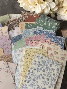 60pcs/Pack Vintage Floral Decorative Scrapbook Paper, DIY Collage Memo Pad - Multicolor - View 3