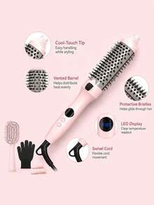 GENAI Hot Air Straightening Brush For Thick, Unruly Hair – 3-In-1 Styler For Straightening And Curling Hair, Heated Round Comb Attachment, Fast Heating Ceramic Technology, 3 Colors - EU C Type Plug(220-240V) - View 2