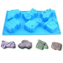 Juego de 7 piezas de moldes de silicona de transporte, molde 3D de coche, molde de silicona para coche y motocicleta, molde de chocolate de coche de dibujos animados, juego de moldes de horneado con gotero, silicona, fácil de desmoldar, resistente al calor, suave y antiadherente, juego DIY para el hogar, adecuado para comida de bebé, chocolate, gomitas, gelatina, velas aromáticas, jabón hecho a mano, pastel de cumpleaños de bebé, postre DIY con tema de niño - Multicolor - Ver 14