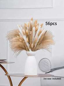 Brown Artificial Pampas & Bunny Tail Grass Reed Bouquet, Boho Farmhouse Floral Decor For Wedding Home All Season Party - Brown White 1 - View 9