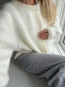 Women's Apricot Button Front Cardigan Sweater Jacket, Fashion Commuter Style, Autumn/Winter - Apricot - View 5