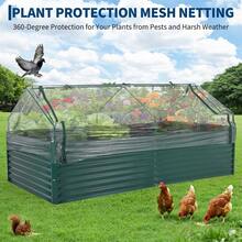 Robustes Hochbeet aus verzinktem Metall – Wetterfestes Pflanzbeet mit verstärktem Rahmen, ideal für Gemüse, Blumen & Kräuter im Garten, Terrasse oder Balkon, inkl. Vogelschutznetz, einfache Montage - offen - Übersicht 3