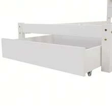 Solid Wood Bed Frame With Drawers And Slatted Base, Ideal Children's Room 90x200cm White - 白色 - 查看 6
