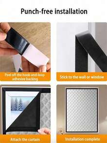 1pc Winter Thermal Insulated Curtain, Heat Blocking Windproof Seal Window, Cold Proof Thermal Insulation, Sheer Curtain, Sun Shading, Soundproof - Silver - View 11