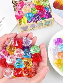 Summer Treasure Box Decoration Set, Gold Mini Treasure Box With Shiny Artificial Crystal Gemstones, Cute Decorative Props, Suitable For Beach And Pool Theme Parties, Multi-Functional Theme Party Favors, Unisex Creative Holiday Gift Accessories - One Size - View 11