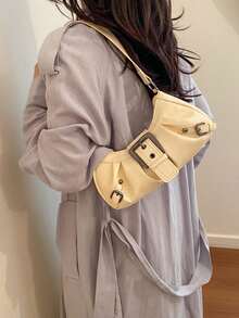 Bolso de motocicleta vintage punk con remaches para mujer, bolso de hombro y axila para trabajo y desplazamientos - Amarillo - Ver 5
