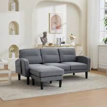 Corner Sofa L-Shape 3-Seater With Chaise Longue, Small Corner Sofa From - 灰色的 - 查看 4