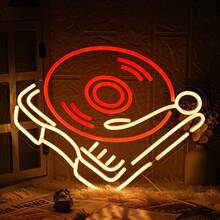 Vintage record player neon for wall decoration, music recording neon dimmable vintage recording LED sign for music studios, concerts, clubs - Rot + Warmweiß 42*33 - Übersicht 7