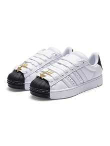 Adidas Women's SUPERSTAR ST W Lightweight Comfortable Minimalist Casual Skate Shoes IH6679 - White/Black/Gold - View 3