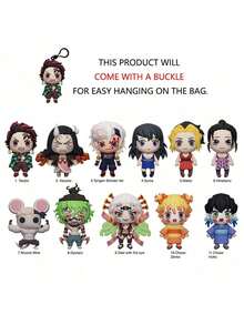 Crunchyroll Merch Officially Licensed Blind Box 3D Figurines Keychain Blind Bag Mystery Anime Figure Keyring Collectible Characters Merchandise - Multicolor - View 8